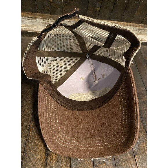Created By God Built For Purpose Hat Unisex Brown Ball Cap OSFM Distressed Look - Picture 6 of 7